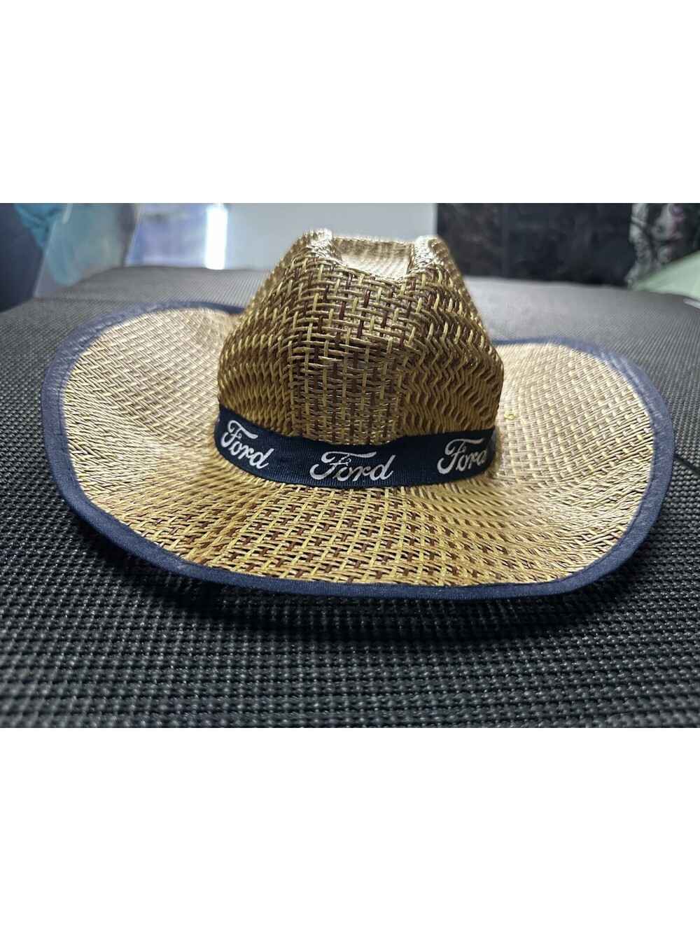 Vintage Ford Straw Cowboy Hat Western Ranch Farm Promo Trucker Cap